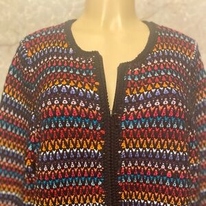 Coldwater Creek Multi Color Zip Cardigan